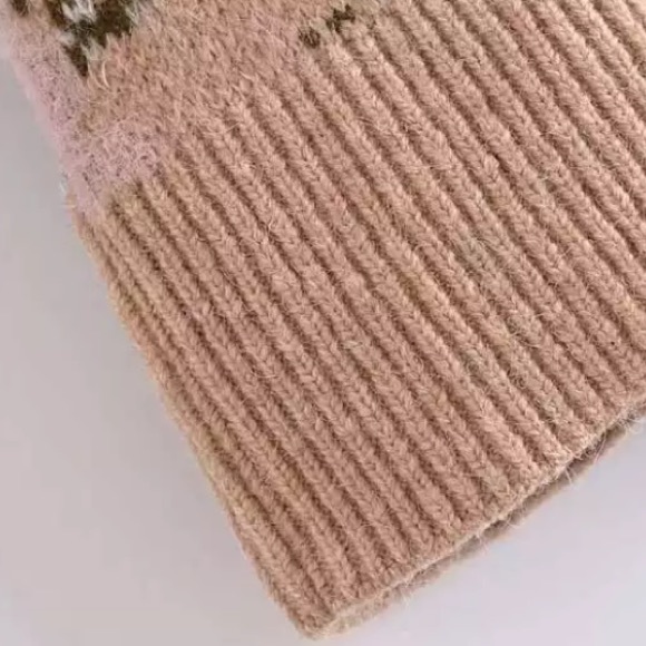 SOLD OUT Beige Floral Pullover Oversized Knit Sweater - Picture 11 of 11